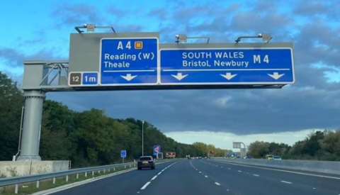 M4 motorway with signs above